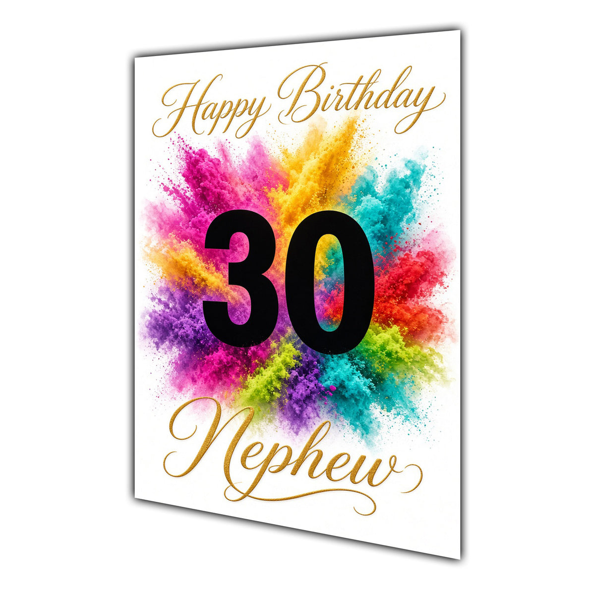Happy 30th Birthday Nephew Colour Splash Greeting Card A5