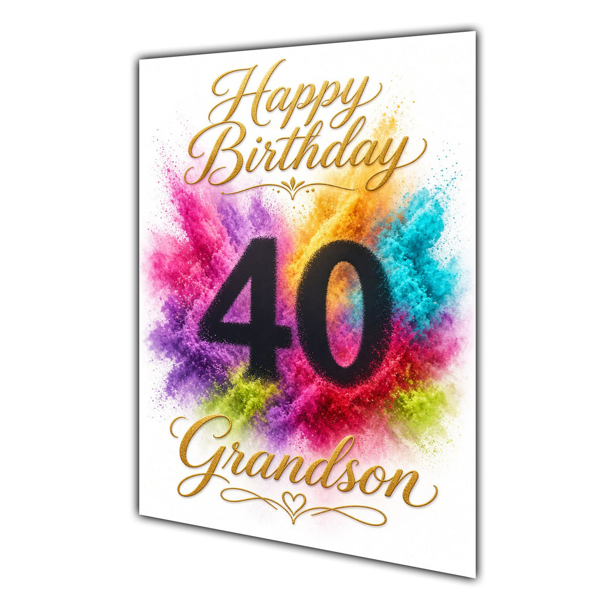Happy 40th Birthday Grandson Colour Splash Greeting Card A5