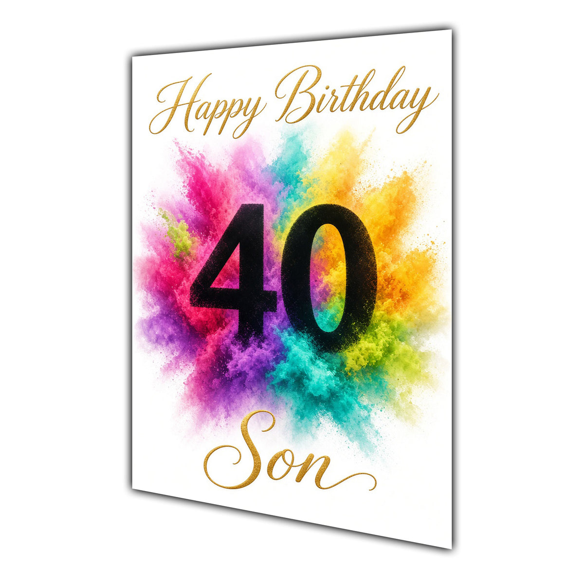 Happy 40th Birthday Son Colour Splash Greeting Card A5