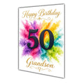 Happy 50th Birthday Grandson Colour Splash Greeting Card A5