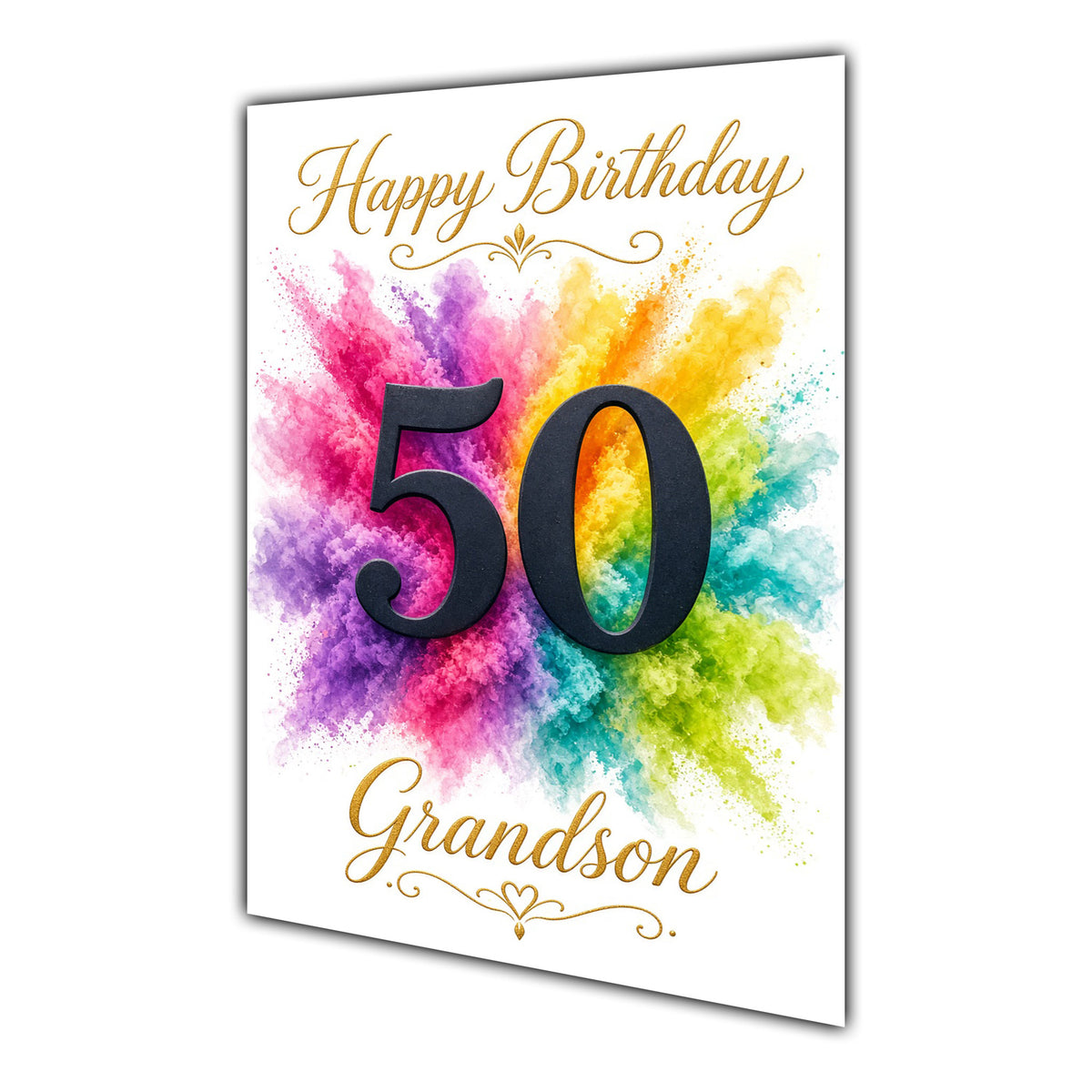 Happy 50th Birthday Grandson Colour Splash Greeting Card A5