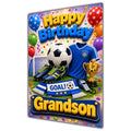 Happy Birthday Grandson Football Navy Gold Greeting Card A5