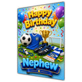 Happy Birthday Nephew Football Navy Gold Greeting Card A5