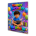 Happy Birthday Nephew Gaming Navy Gold Greeting Card A5