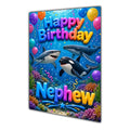 Happy Birthday Nephew Sea Life Navy Gold Greeting Card A5