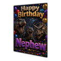 Happy Birthday Nephew Dinosaurs Navy Gold Greeting Card A5