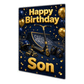 Happy Birthday Son Scooter Navy Gold Greeting Card A5