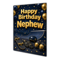 Happy Birthday Nephew Skateboarding Navy Gold Greeting Card A5