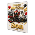 Happy Birthday Son Formula 1 Navy Gold Greeting Card A5