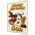 Happy Birthday Son Basketball Navy Gold Greeting Card A5