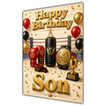 Happy Birthday Son Boxing Navy Gold Greeting Card A5
