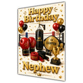 Happy Birthday Nephew Boxing Navy Gold Greeting Card A5
