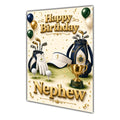 Happy Birthday Nephew Golf Navy Gold Greeting Card A5