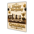 Happy Birthday Grandson Chess Navy Gold Greeting Card A5
