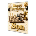 Happy Birthday Son Chess Navy Gold Greeting Card A5