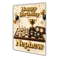 Happy Birthday Nephew Chess Navy Gold Greeting Card A5