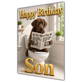 Happy Birthday Son Funny Dog Toilet Labrador Greeting Card A5