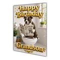 Happy Birthday Grandson Funny Dog Toilet Staffy Bull Terrier Card A5