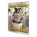 Happy Birthday Grandad Funny Dog Toilet Staffy Bull Terrier Card A5