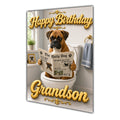 Happy Birthday Grandson Funny Dog Toilet Boxer Greeting Card A5