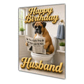 Happy Birthday Husband Funny Dog Toilet Boxer Greeting Card A5
