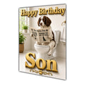 Happy Birthday Son Funny Dog Toilet Springer Spaniel Greeting Card A5