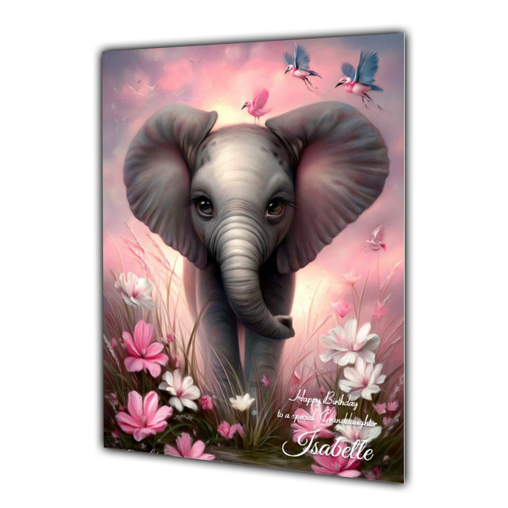 Birthday Card Elephant Girl Daughter Granddaughter Personalised A5 Size