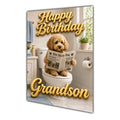 Happy Birthday Grandson Funny Cavapoo Cockapoo Dog Toilet Greeting Card A5