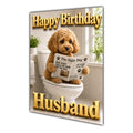 Happy Birthday Husband Funny Cavapoo Cockapoo Dog Toilet Greeting Card A5
