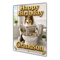Happy Birthday Grandson Funny Collie Dog Toilet Greeting Card A5