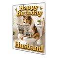 Happy Birthday Husband Funny Collie Dog Toilet Greeting Card A5