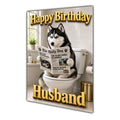 Happy Birthday Husband Funny Dog Toilet Greeting Husky Card A5