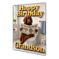 Happy Birthday Grandson Irish Red Setter Funny Dog Toilet Greeting Card A5