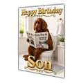 Happy Birthday Son Funny Irish Red Setter Dog Toilet Greeting Card A5