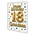 Happy Birthday Grandson 18th Gold Confetti Greeting Card A5