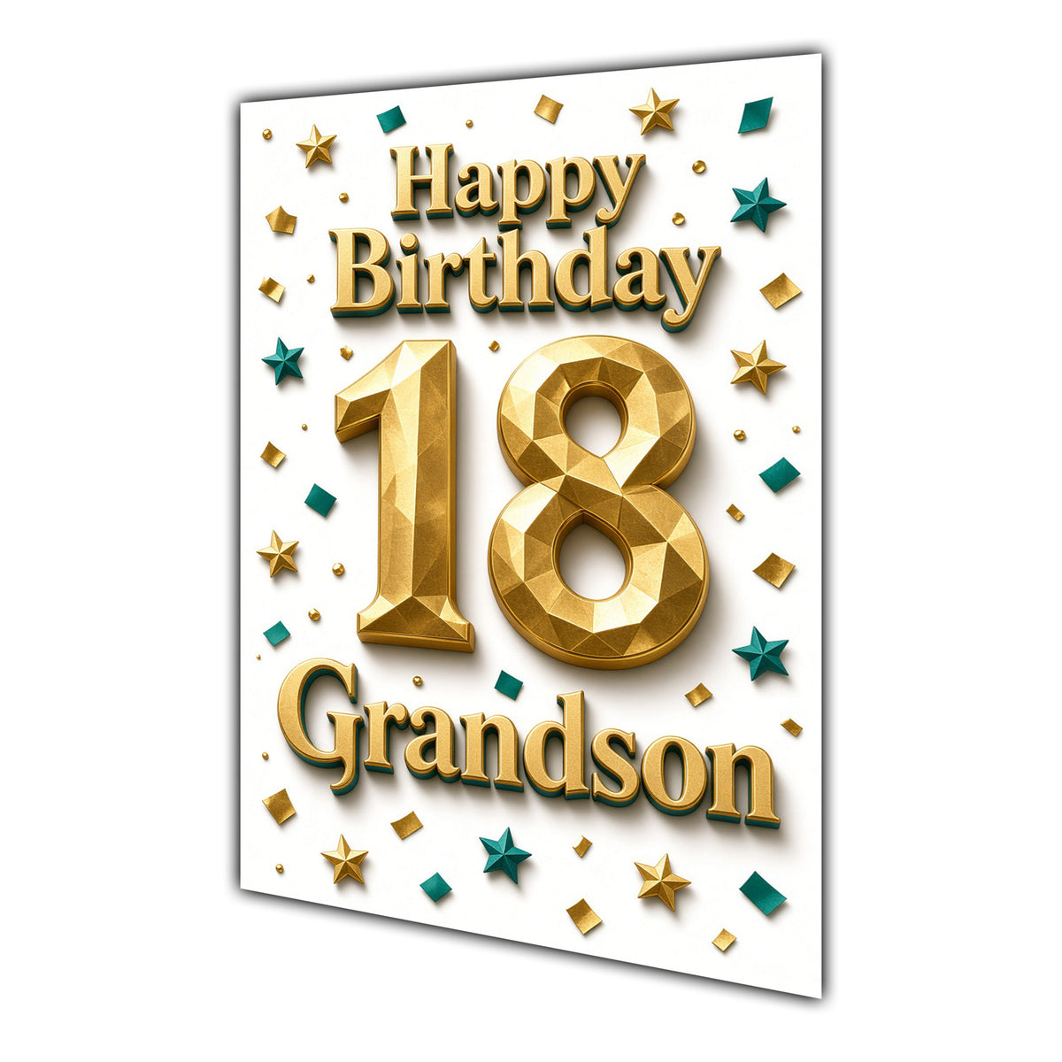 Happy Birthday Grandson 18th Gold Confetti Greeting Card A5
