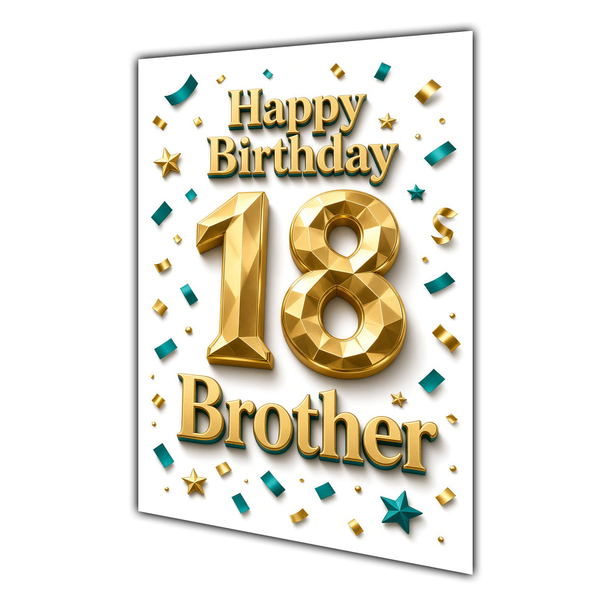 Happy Birthday Brother 18th Gold Confetti Greeting Card A5