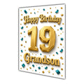 Happy Birthday Grandson 19th Gold Confetti Greeting Card A5