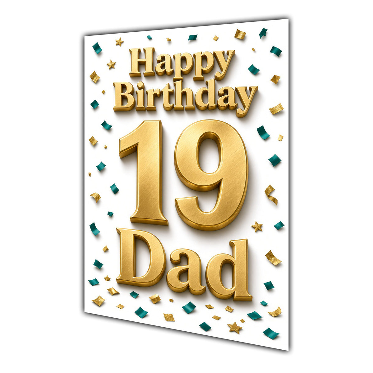 Happy Birthday Dad 19th Gold Confetti Greeting Card A5
