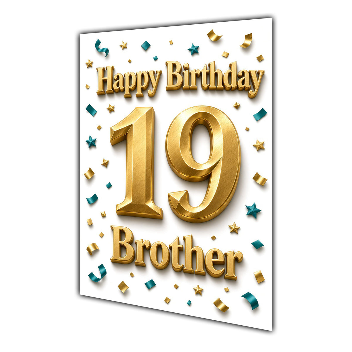 Happy Birthday Brother 19th Gold Confetti Greeting Card A5