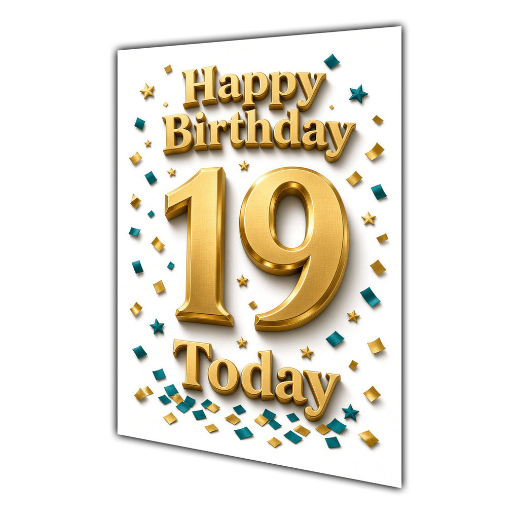 Happy Birthday 19th Gold Confetti Greeting Card A5
