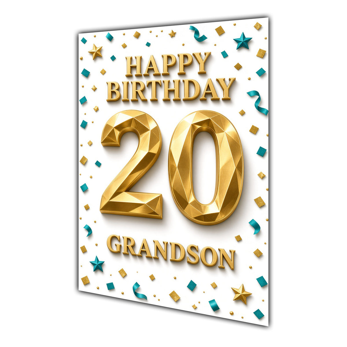 Happy Birthday Grandson 20th Gold Confetti Greeting Card A5