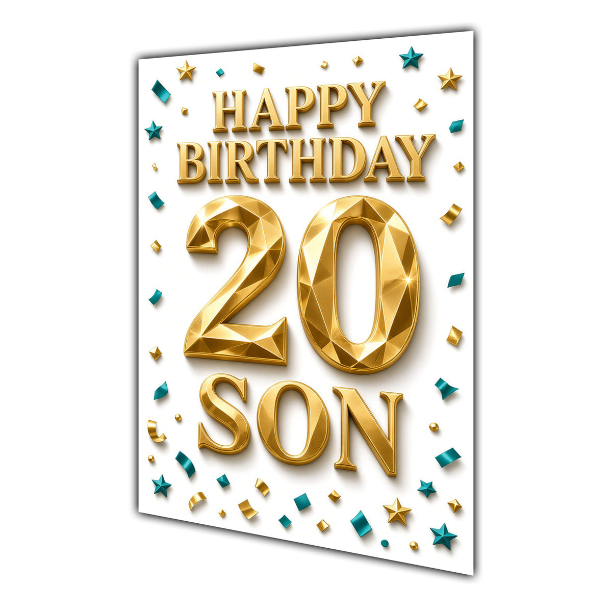 Happy Birthday Son 20th Gold Confetti Greeting Card A5