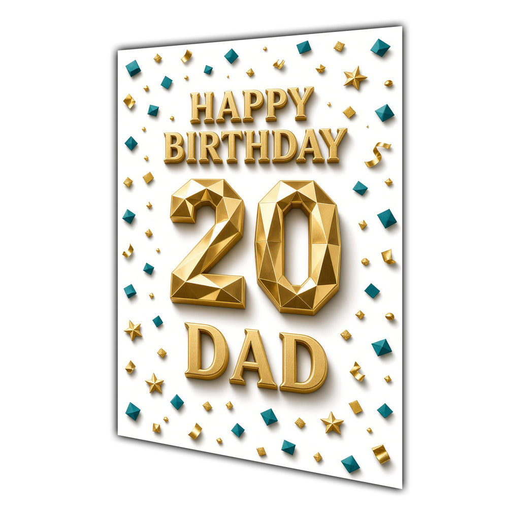 Happy Birthday Dad 20th Gold Confetti Greeting Card A5