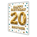 Happy Birthday Brother 20th Gold Confetti Greeting Card A5