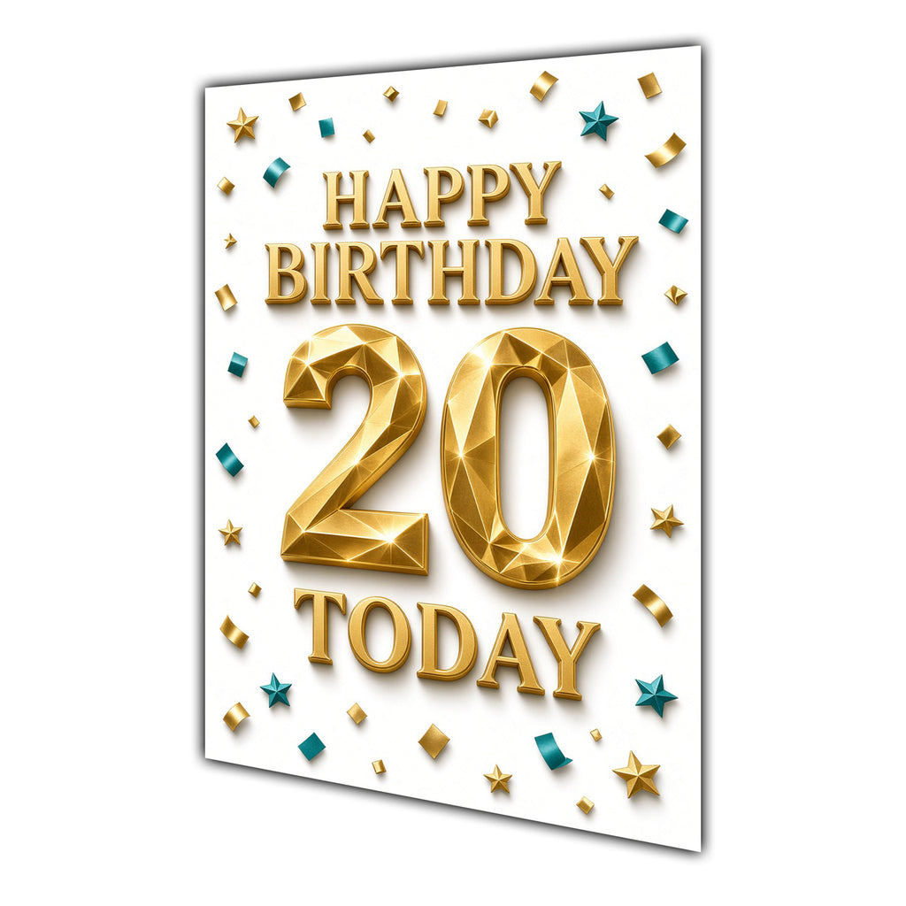 Happy Birthday 20th Gold Confetti Greeting Card A5