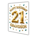 Happy Birthday Grandson 21st Gold Confetti Greeting Card A5