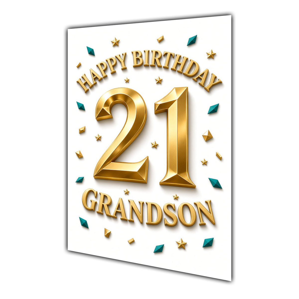 Happy Birthday Grandson 21st Gold Confetti Greeting Card A5