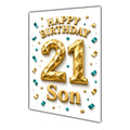 Happy Birthday Son 21st Gold Confetti Greeting Card A5