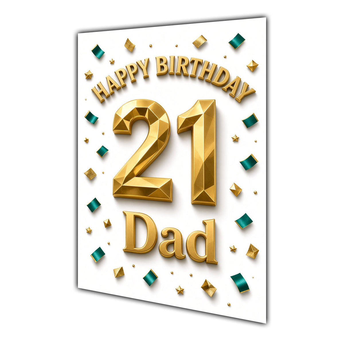 Happy Birthday Dad 21st Gold Confetti Greeting Card A5